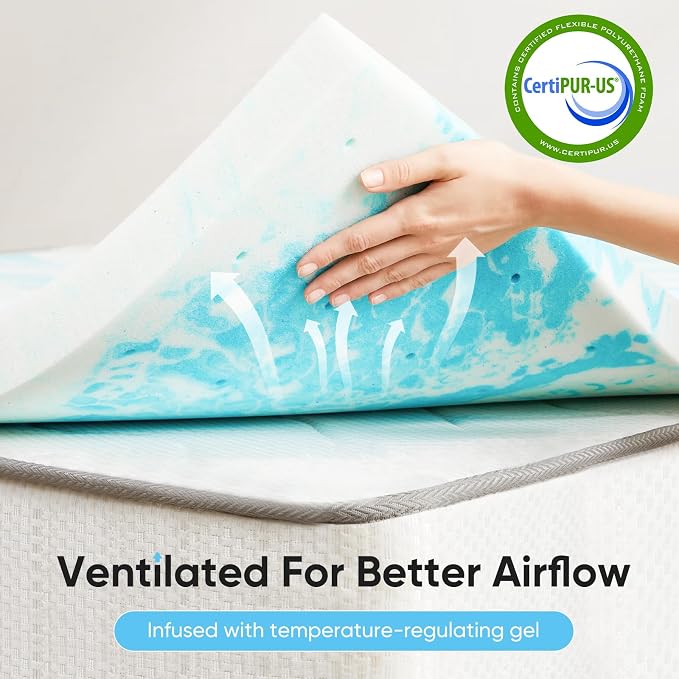CoolComfort Cooling Gel Memory Foam Mattress Topper